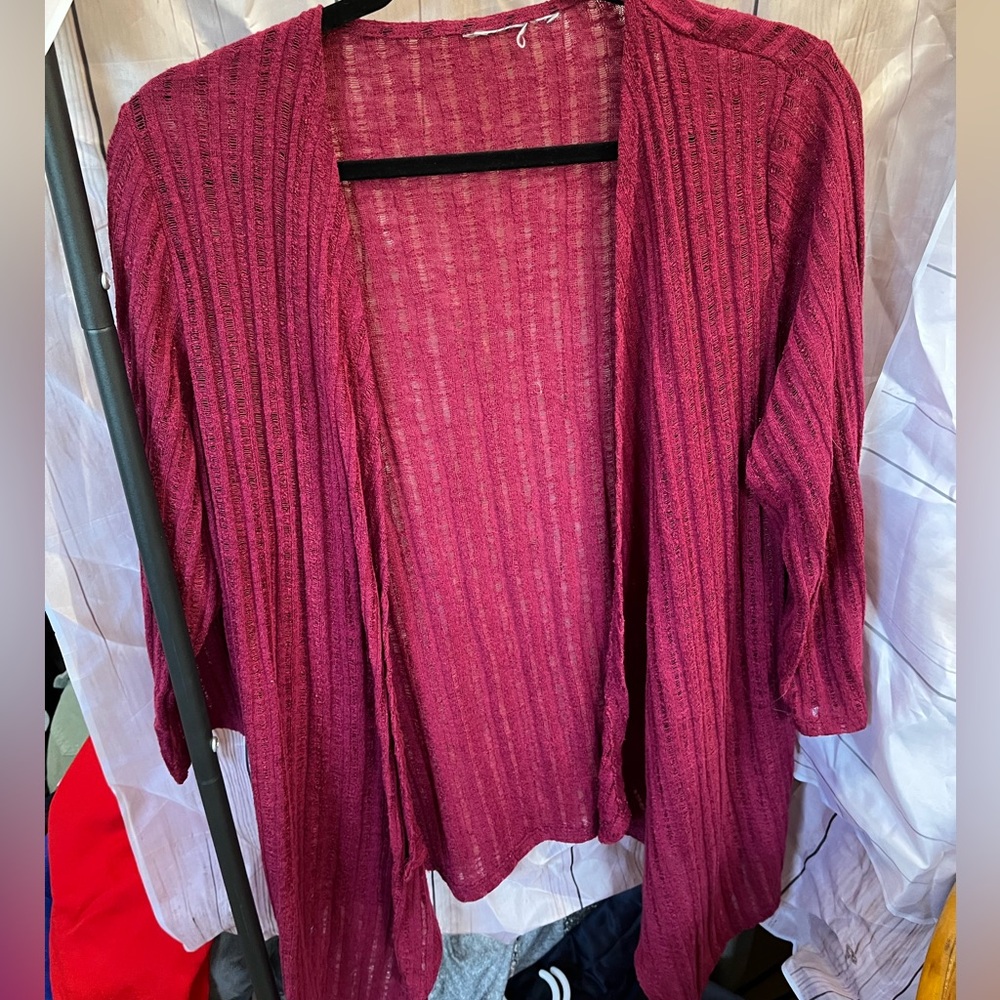 Women's Ribbed Cardigan Sweater‎ - Burgundy